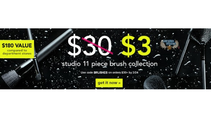 E.L.F. Promo Code: 11 Piece Studio Brush Set for $3 on $30+