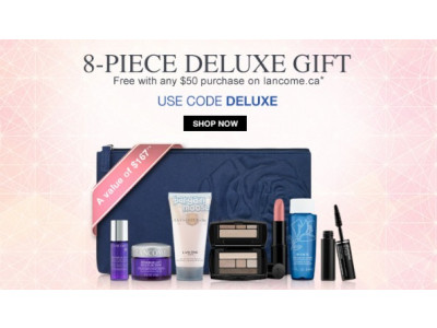 Lancome Canada Promo Code: Free 8 Piece Gift Set With $50+ Purchase