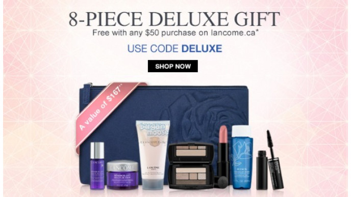 Lancome Canada Promo Code: Free 8 Piece Gift Set With $50+ Purchase