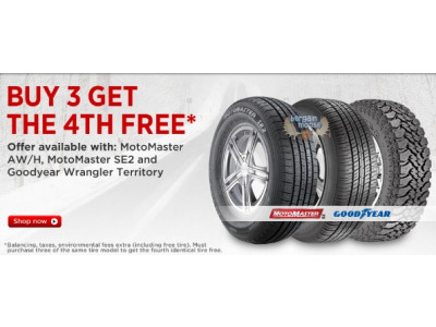 Canadian Tire: Buy 3 Tires Get 1 Free