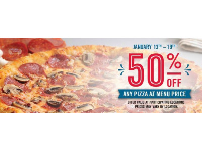 Domino's Canada: All Online Pizza Orders 50% Off