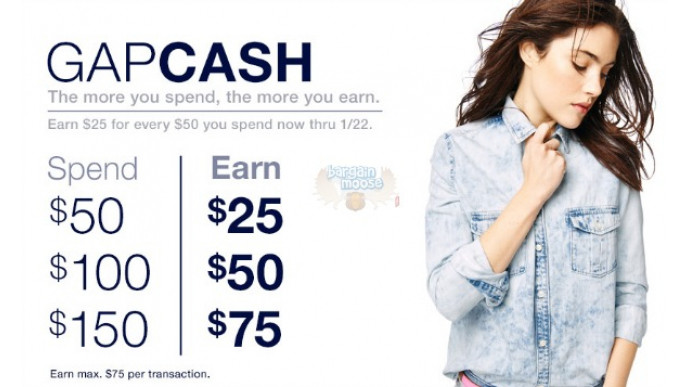 The Gap Canada: Earn $25 on Every $50 Spent In Store