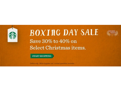 Starbucks Canada: Boxing Day Sale With Up To 40% Off Christmas Items