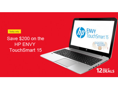 Microsoft Canada Store: $200 Off 15" HP ENVY TouchSmart + Free $25 Gift Card – Last Day Of 12 Days Of Deals