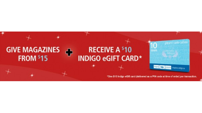 Rogers Magazines: Give a Magazine Subscription & Get a $10 Chapters Indigo Card