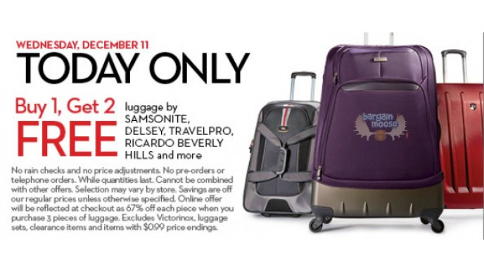 The Bay Canada: Today Only B1G2 Free On All Luggage