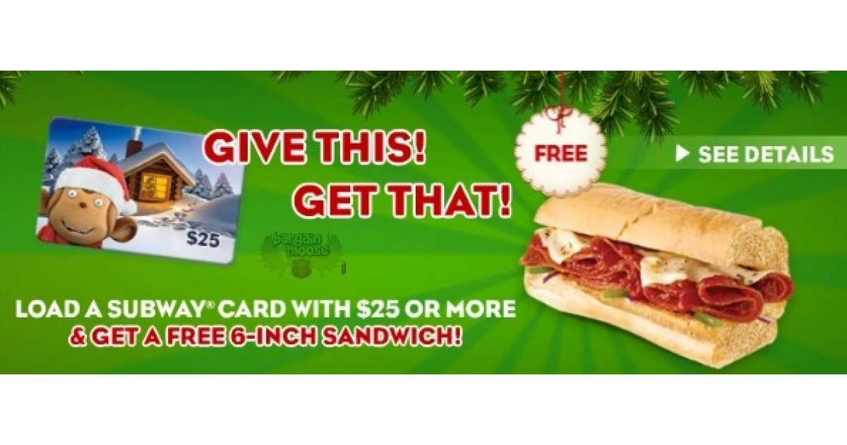 Subway Canada Free Sub with Gift Card