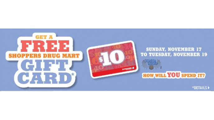 Shoppers Drug Mart Canada: Free $10 Gift Card With $50+