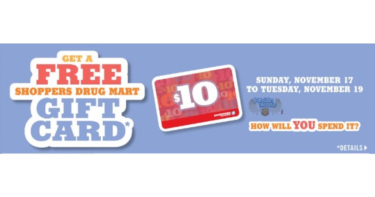 Shoppers Drug Mart Canada Free 10 Gift Card With 50+