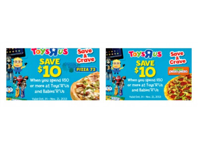 Pizza Pizza & Pizza 73: Free $10 Gift Card to Toys R Us with Deal Purchase