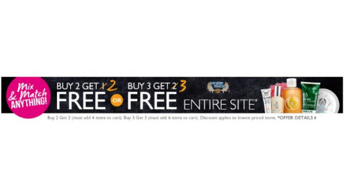 The Body Shop Canada: B3G3 Free Or B2G2 Free