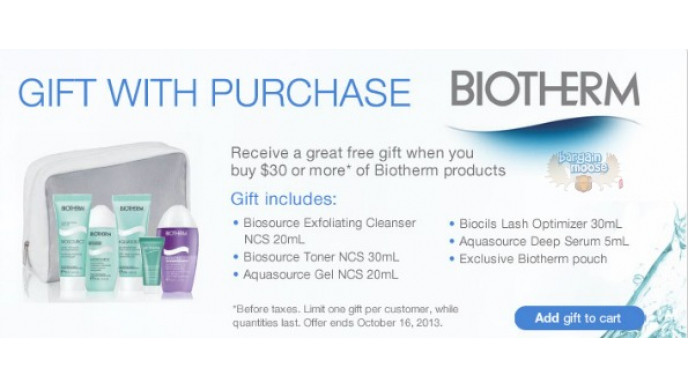 Sears Canada: Free Gift with $30+ Biotherm Purchase