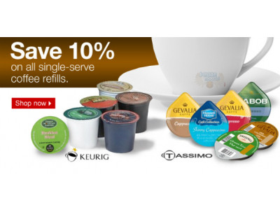 Staples: 10% off Keurig K-Cups or Tassimo T-Discs