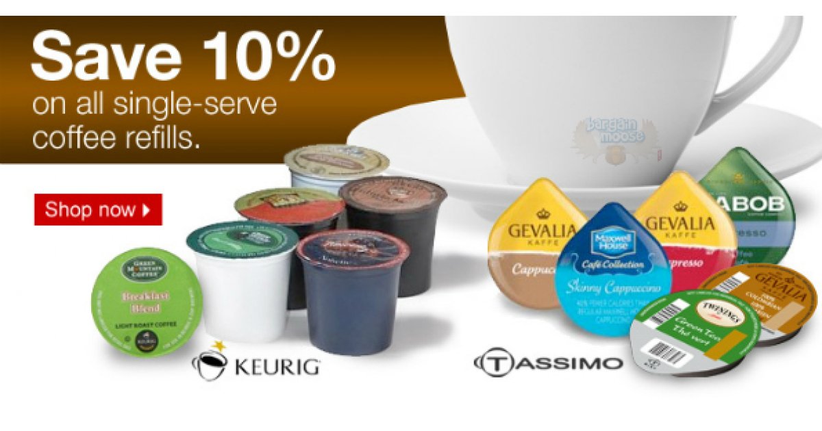 Staples 10 off Keurig KCups or Tassimo TDiscs