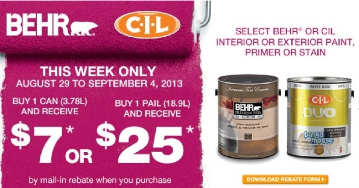 Behr Paint Rebate Canada