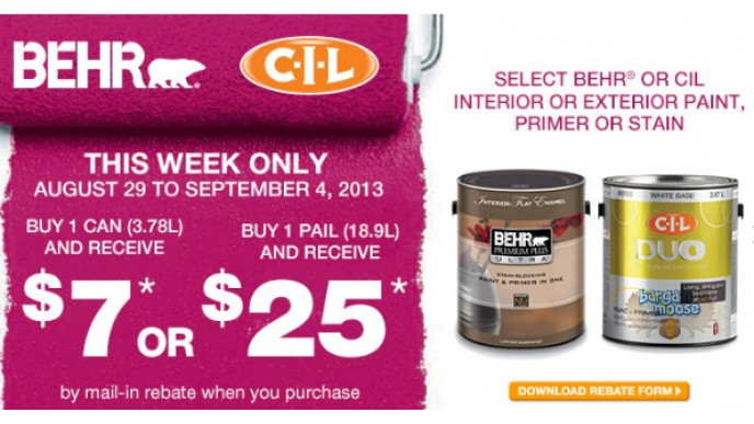 Home Depot Canada: Up To $25 Rebate On BEHR & CIL Paint/Primer/Stain