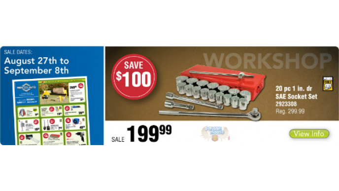 Princess Auto Canada: $100 Off 20 Piece 1" SAE Socket Set (Only $199.99)