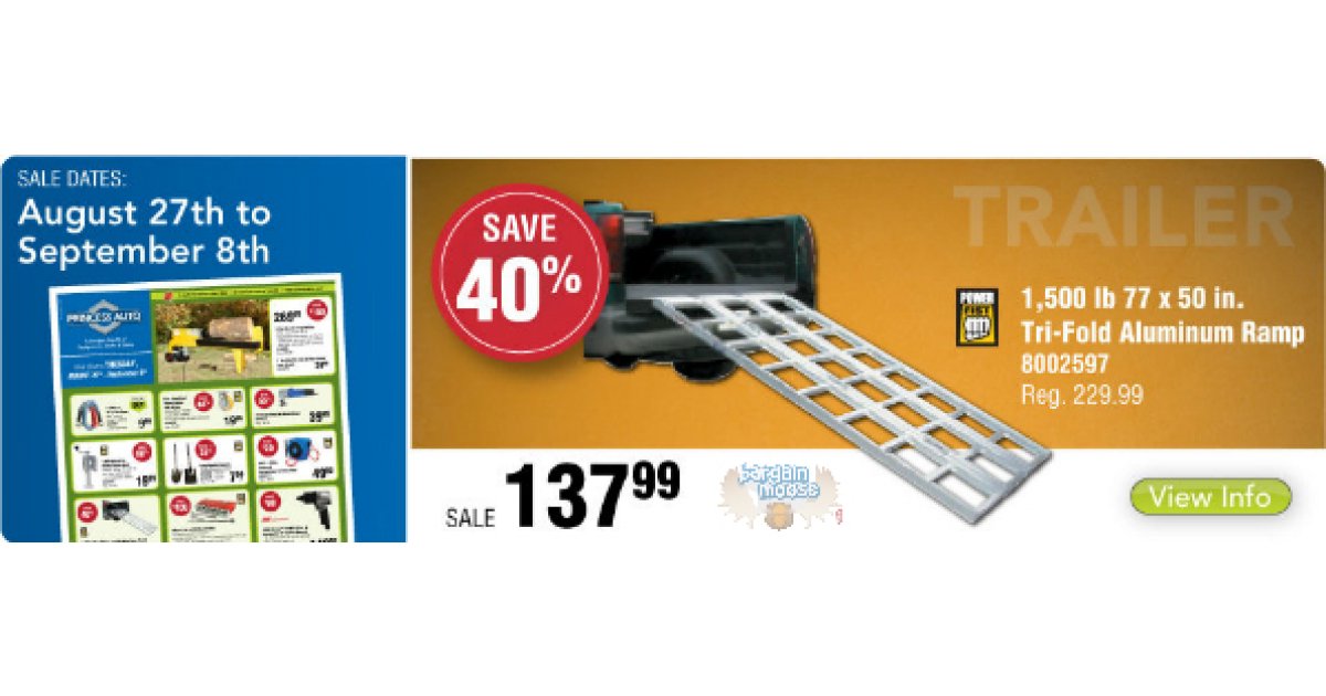 Princess Auto Canada 40 Off 1500 Pound Capacity Trifold Aluminum Ramp