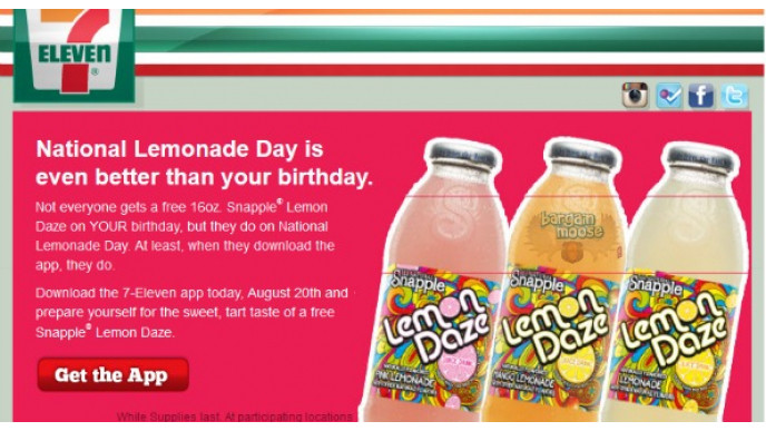7-Eleven Canada: Free Lemon Daze Snapple Drink Today Only