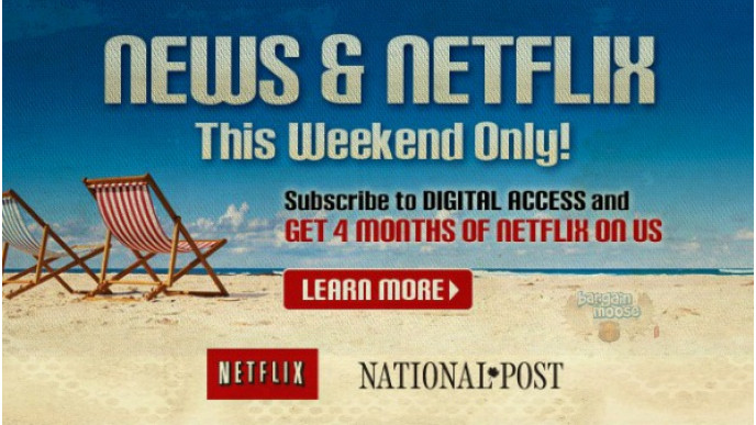 Postmedia Canada: 4 Free Months Of Netflix With 1 Year Digital Subscription