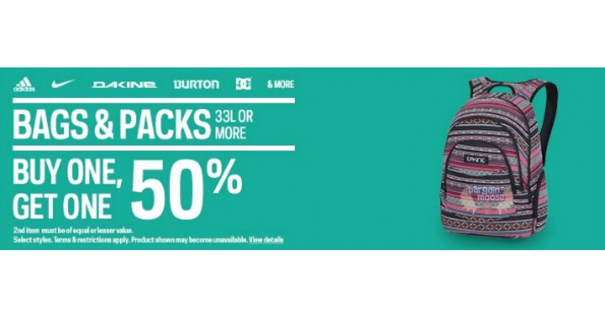Sport Chek Canada B1G1 50 Off Bags & Packs