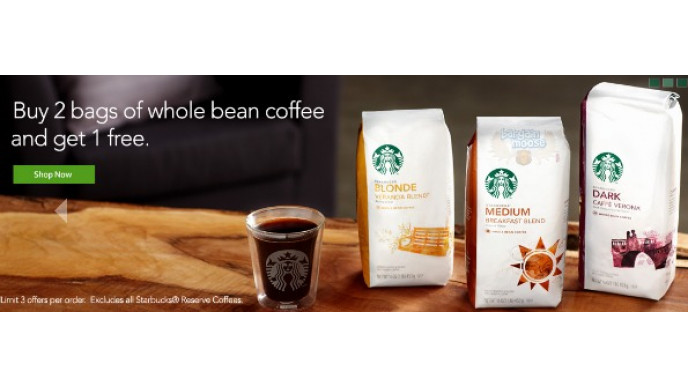 Starbucks Canada: Buy 2 Bags Of Whole Bean Starbucks Coffee, Get 1 Free
