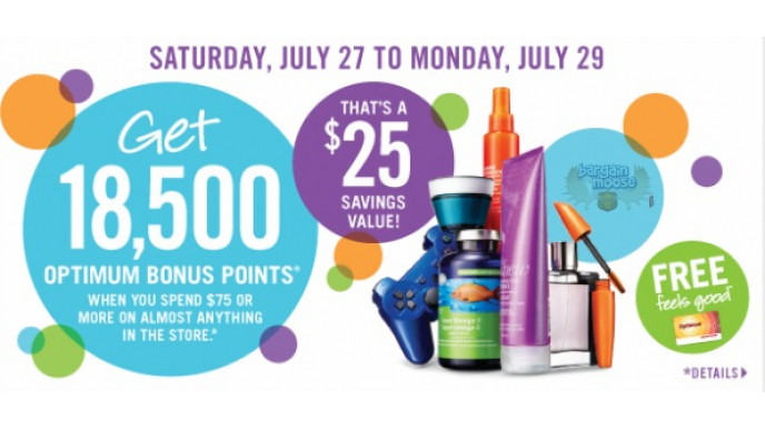 Shoppers Drug Mart Canada: 18,500 Bonus Points When You Spend $75