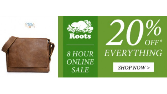 Roots Canada: 20% Off Everything, 8 Hours Only!