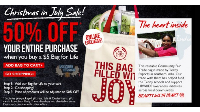 The Body Shop Canada: Christmas In July Save 50% With $5 Bag Purchase