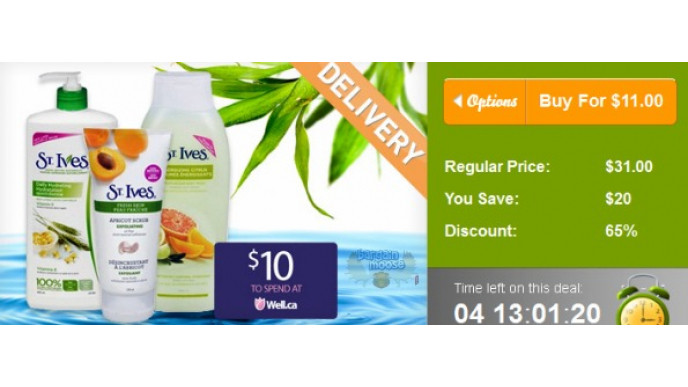 WagJag Canada: 66% Off St. Ives 3 Piece Set & $10 Well.ca Gift Card
