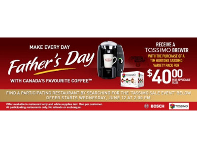 Tim Hortons Canada: Free Tassimo Brewer with Variety Pack Purchase  (Expired)