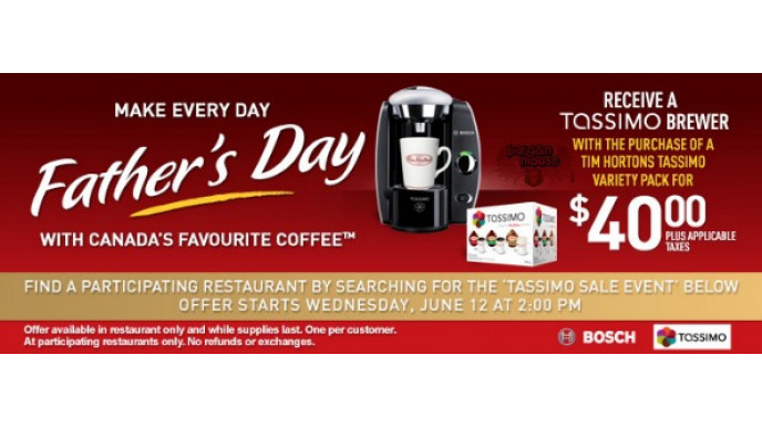 Tim Hortons Canada: Free Tassimo Brewer with Variety Pack Purchase  (Expired)