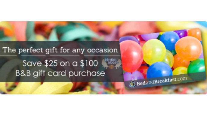 Bed and Breakfast Promo Code: Save $25 on The Cost of a Gift Card Over $100