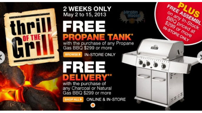 Home Depot Canada: Free Propane Tank or Free Delivery With BBQ Purchase