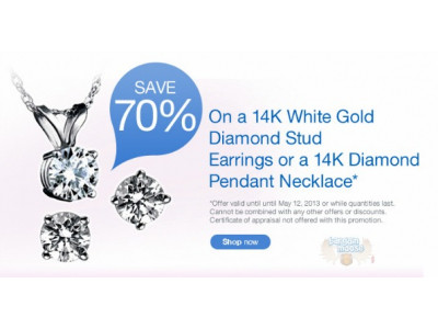 Sears Canada: 70% Off 14KT White Gold Diamond Earrings & Necklace