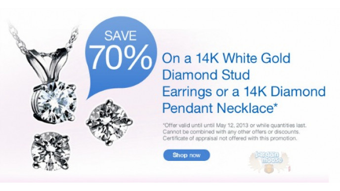Sears Canada: 70% Off 14KT White Gold Diamond Earrings & Necklace