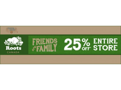 Roots Canada: 25% Off Friends & Family Event