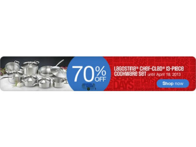 Sears Canada: 70% Off Lagostina Chef Clad 13-Piece Cookware Set - Now $300