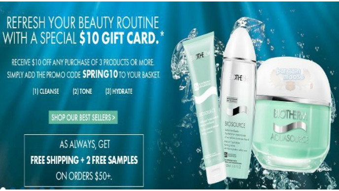 Biotherm Canada Promo Code: Save $10 WUB 3+ Products