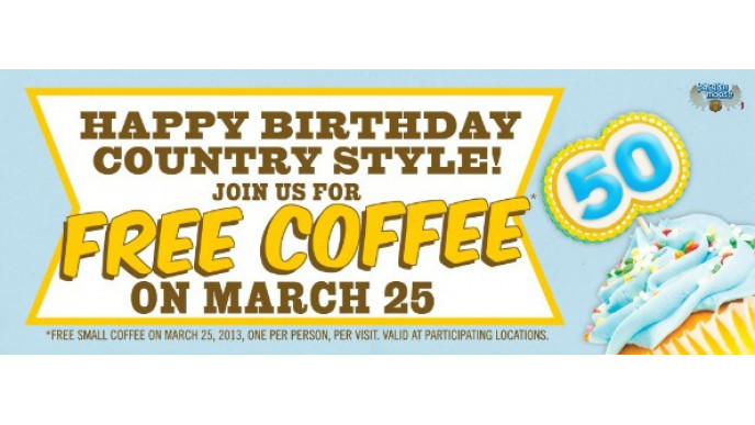 Canadian Freebie: Small Coffee @ Country Style On March 25th