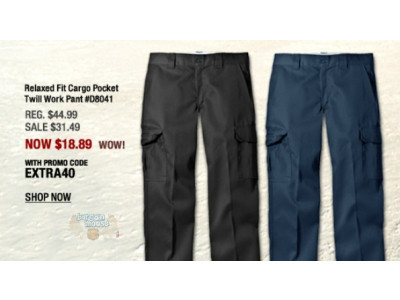 Dickies Canada: Promo Code For an Extra 40% Off Already Reduced Cargo Pants