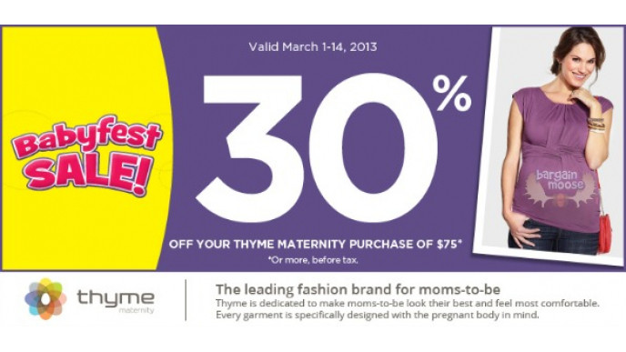 Babies R Us Canada Babyfest Sale: Save 30% On All Thyme Maternity When You Spend $75