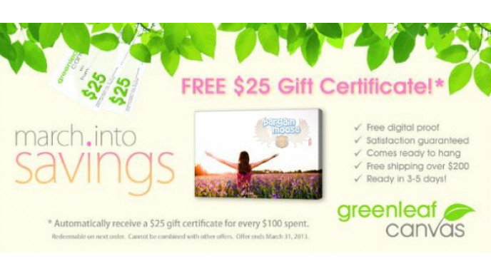 Green Leaf Canvas Canada: Get $25 Gift Card w/ Every $100 Spent
