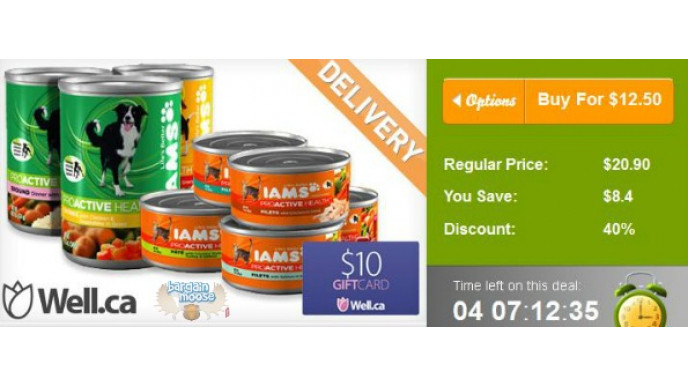 WagJag Canada: Up To 43% Off Iams Dog & Cat Food & $10 Well.ca Gift Card