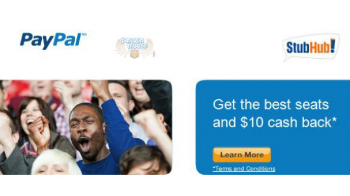 PayPal Canada: $10 Cashback on $100 Purchase @ StubHub