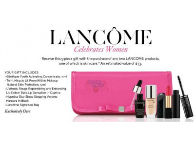 The Bay Canada: Free 5 Piece Gift w/ 2 Lancome Items Purchased