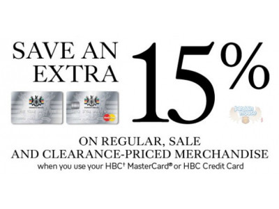 The Bay Canada: Extra 15% Off With HBC Card
