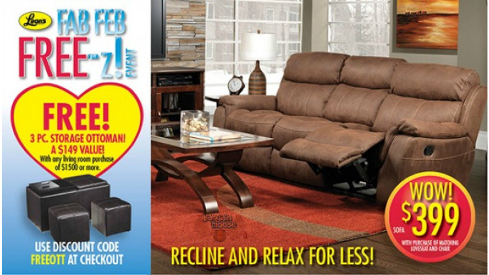 Leons Canada: Free Ottoman w/Living Room Purchase of $1500+, or Free Queen Pillows w/ Mattress Purchase