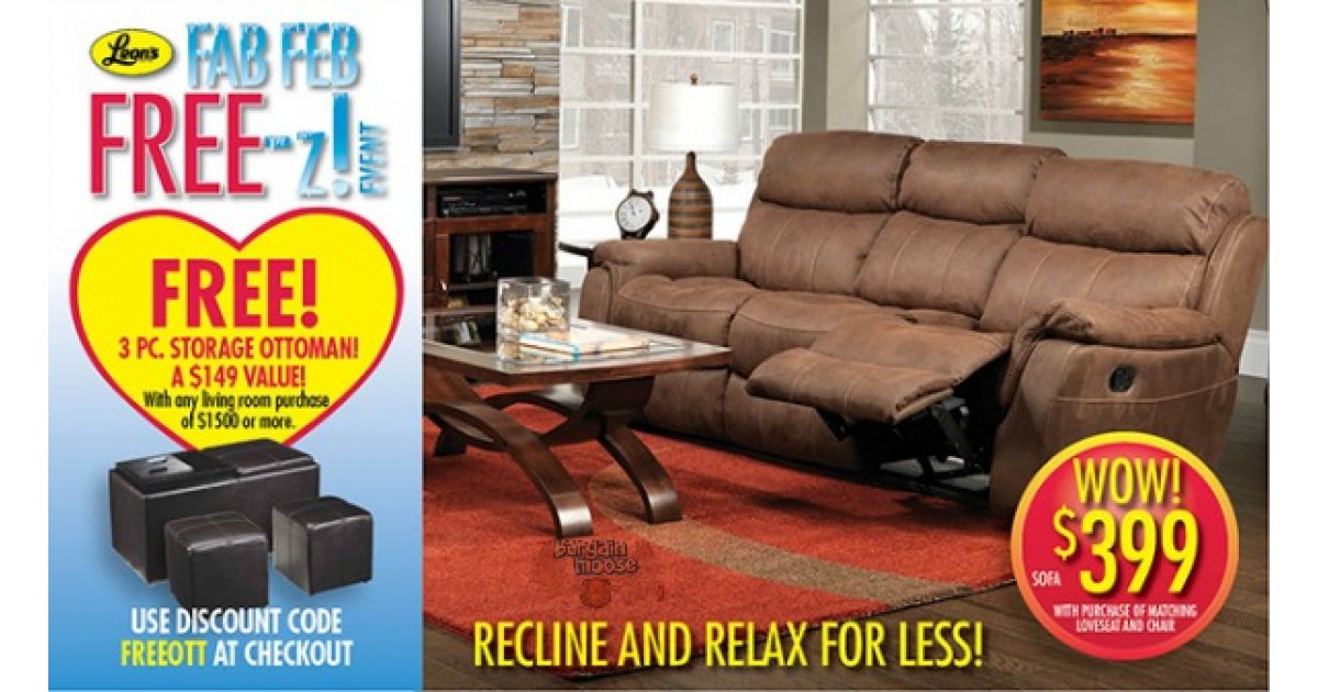 Leons Canada Free Ottoman W Living Room Purchase Of 1500 Or Free Queen Pillows W Mattress Purchase
