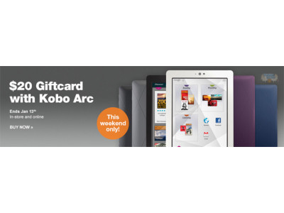 Free $20 Gift Card With Kobo Arc Tablet ($199.99) @ Chapters This Weekend 